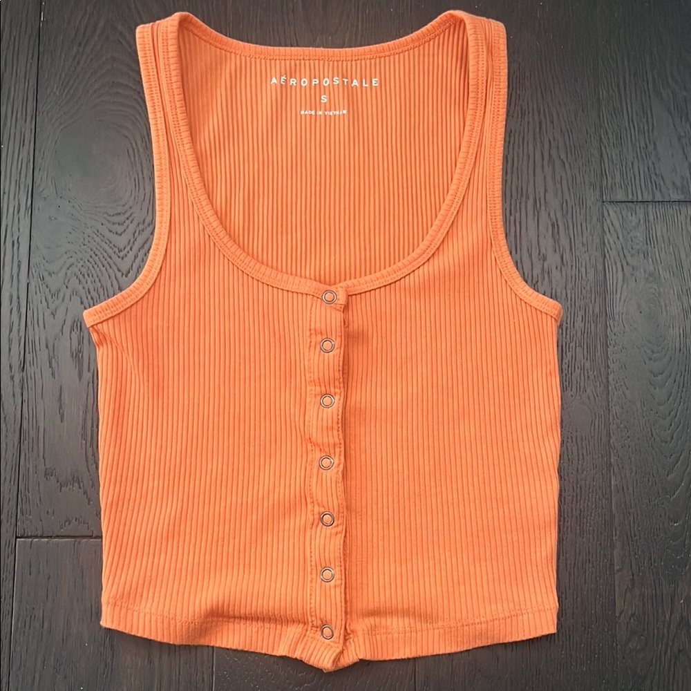 Aeropostale Orange Ribbed Fitted Tank Top